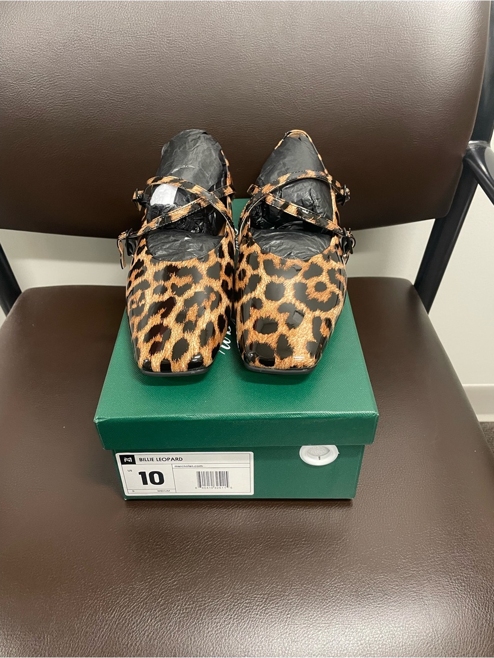 Leopard Print Square-Toe Mary Jane Flats